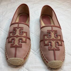 Tory Burch Logo Espadrille Loafers – Pink Canvas ✨